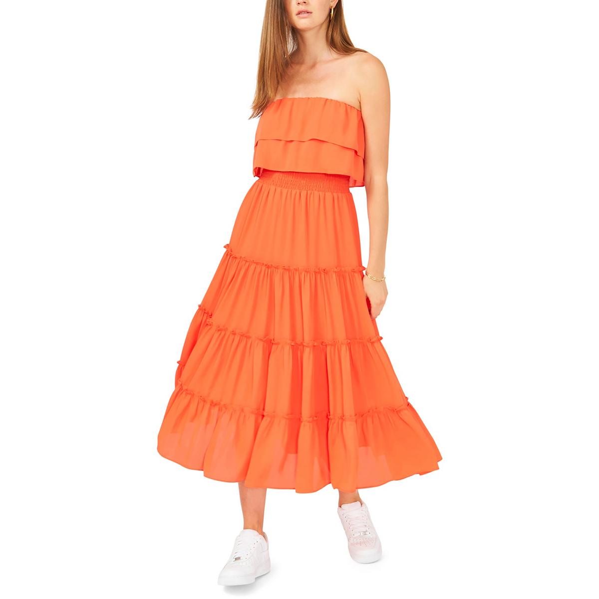 Womens Tiered Knee Length Midi Dress