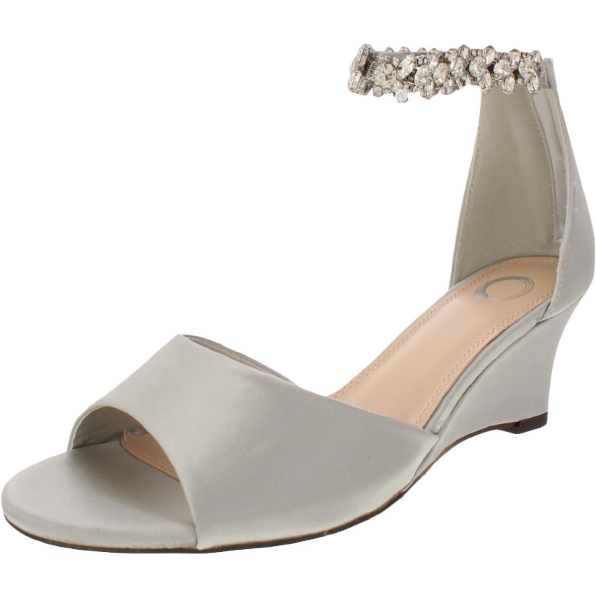 Connor Womens Satin Ankle Strap Wedge Sandals