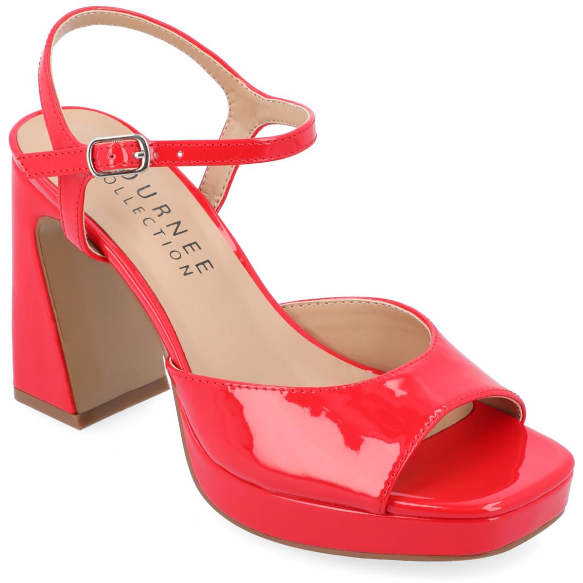 Ziarre Womens Patent Ankle Strap Platform Sandals Red