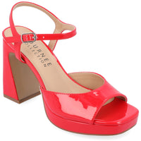 Ziarre Womens Patent Ankle Strap Platform Sandals Red