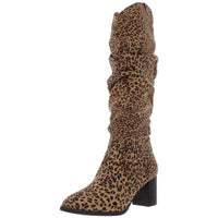 Aneil Womens Faux Suede Knee-High Boots Leopard