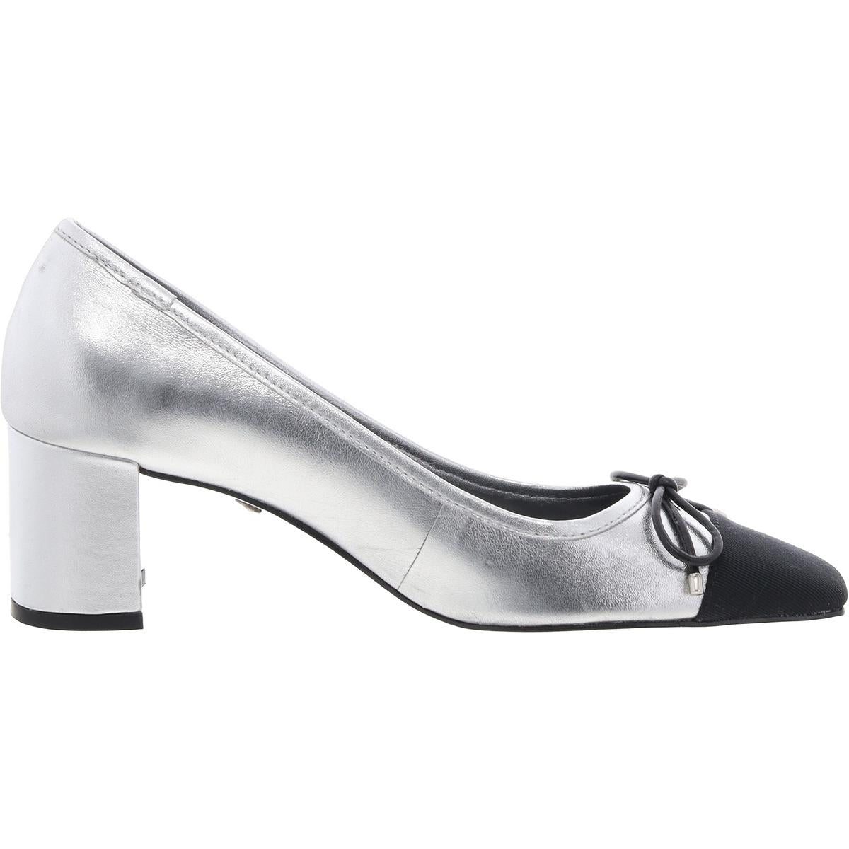 Arissa Mid-Block Womens Metallic Leather Block Heels