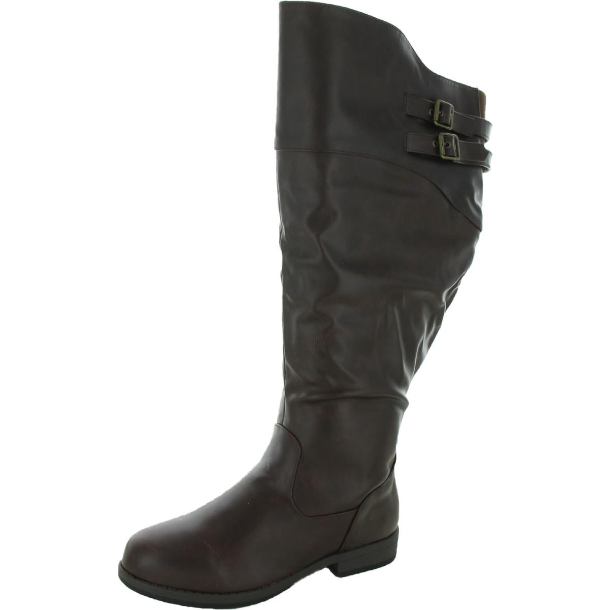 Tori Womens Faux Leather Zipper Knee-High Boots