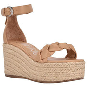 Thea Womens Faux Leather Sandal Wedge Heels