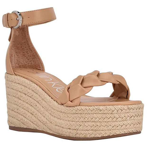Thea Womens Faux Leather Sandal Wedge Heels