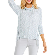Morning Frost Womens Printed Cowl Neck Pullover Sweater