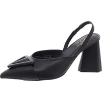 Rumor Has It Womens Padded Insole Leather Slingback Heels 10 Medium Black
