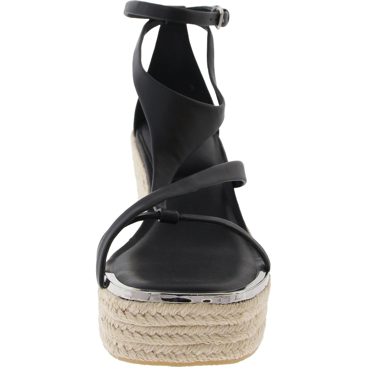 Maryn Womens Adjustable Faux Leather Wedge Sandals