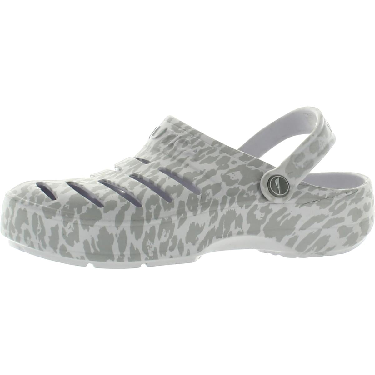 River Edge Womens Closed Toe Clogs Slingback Sandals Ice Grey Leopard