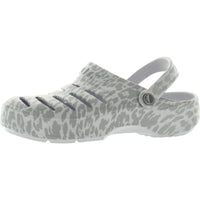 River Edge Womens Closed Toe Clogs Slingback Sandals Ice Grey Leopard