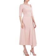 Womens Pleated Midi Cocktail and Party Dress