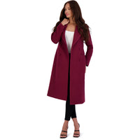 Womens Double-Breasted Structured Wool Coat