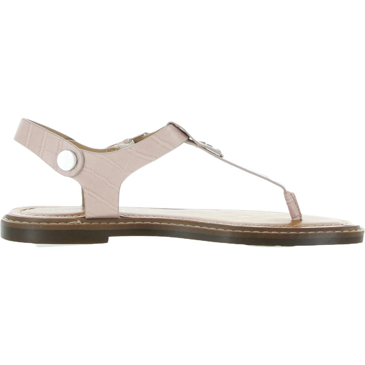 Bennia Womens Embellished Faux Leather Thong Sandals