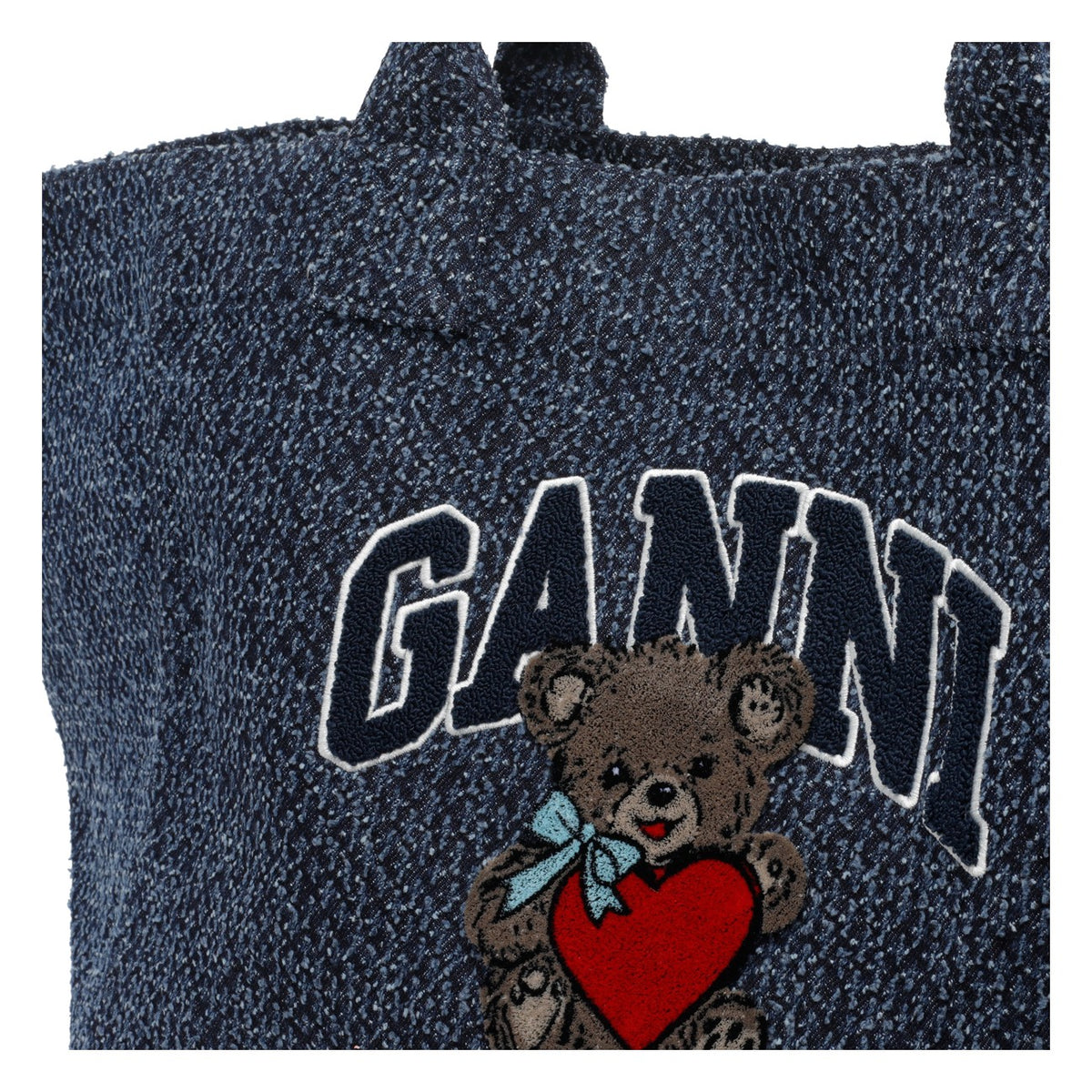 Ganni Women Xxl Bear Tweed Denim Shopper Bag