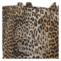 Ganni Women Xxl Leopard Logo Tote Bag