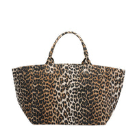 Ganni Women Xxl Leopard Logo Tote Bag