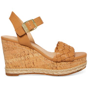 Womens Faux Leather Cork Wedge Sandals