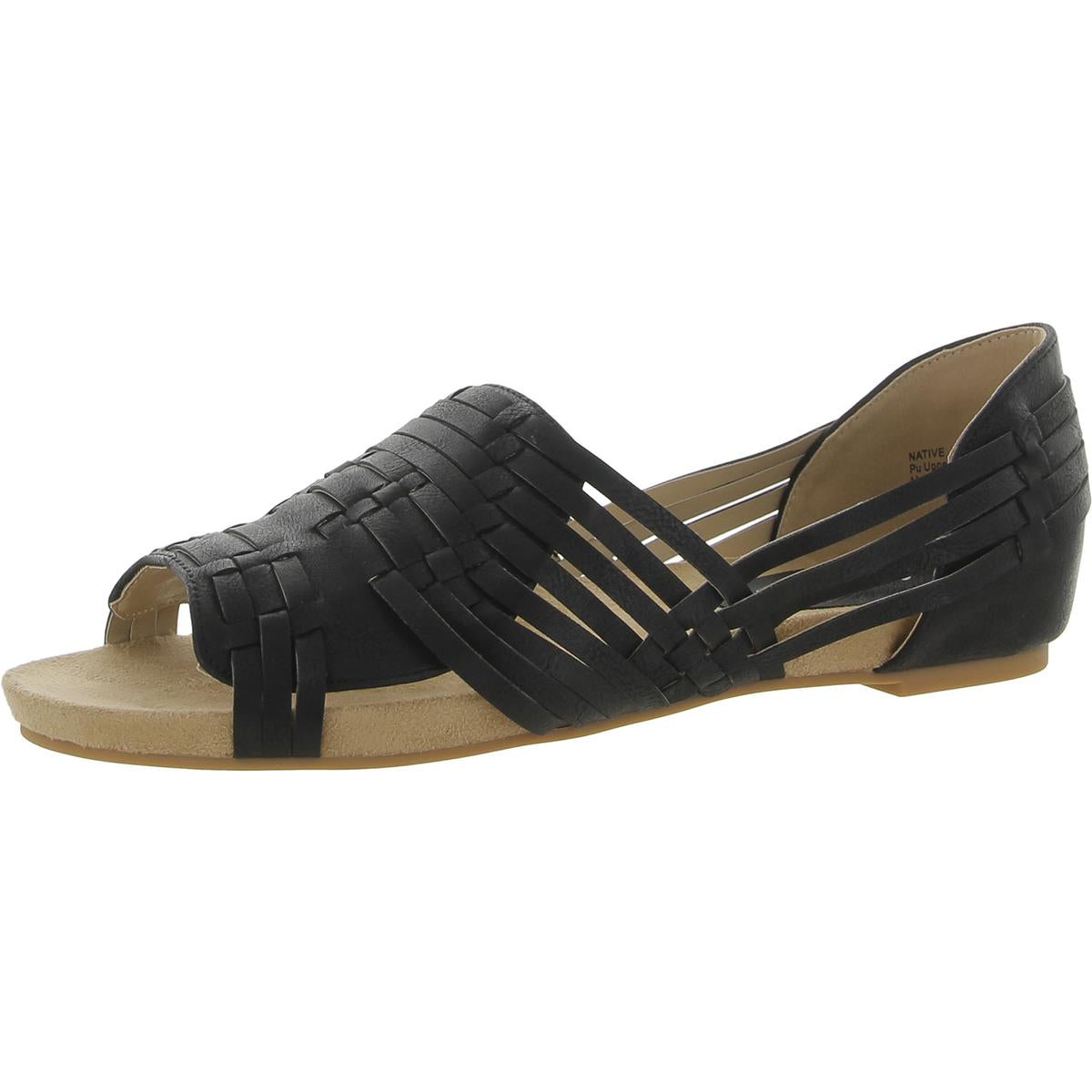 Native Womens Faux Leather Peep-Toe Huarache Sandals
