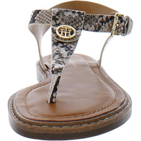 Bennia Womens Embellished Faux Leather Thong Sandals