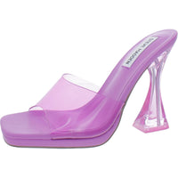 Lipa Womens Comfort Insole Square Toe Mule Sandals 5 Medium Purple