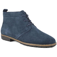 Auburn Womens Padded Insole Round Toe Booties 6 Wide Navy Suede