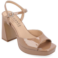 Ziarre Womens Patent Ankle Strap Platform Sandals Taupe