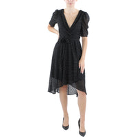 Womens Surplice Chiffon Midi Dress Regular 2 (XS) Black