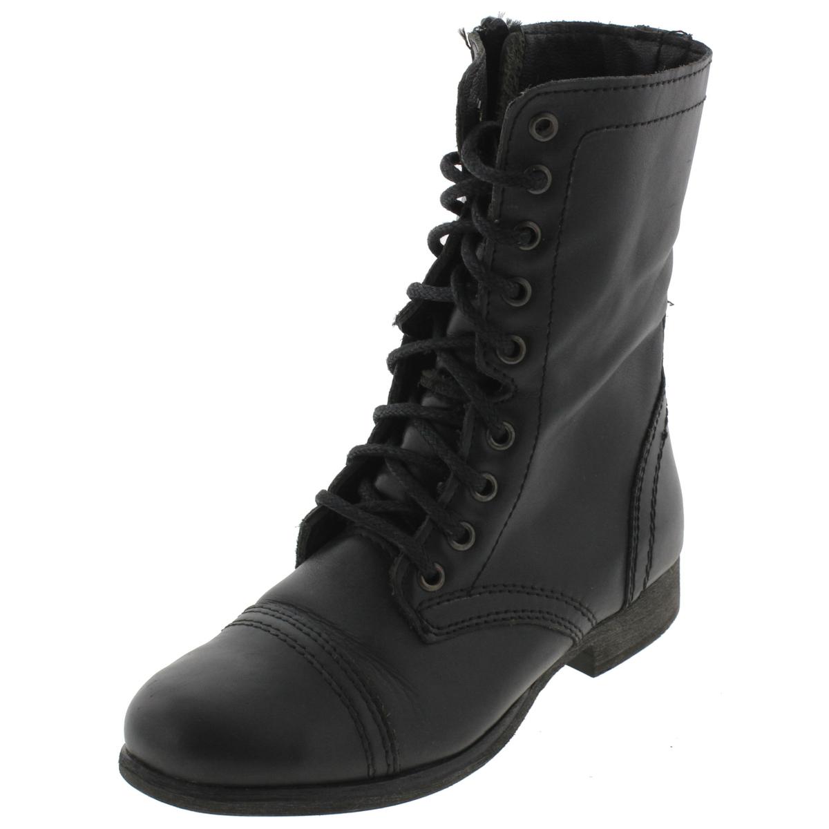 Troopa Womens Leather Lace Up Combat Boots 6 Medium Black