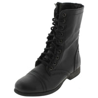 Troopa Womens Leather Lace Up Combat Boots 6 Medium Black