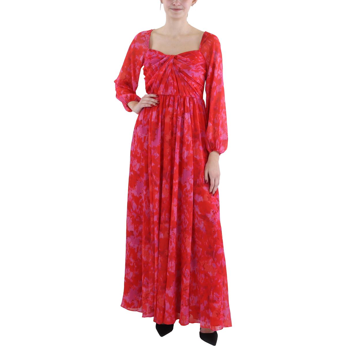 Womens Floral Print Full Length Evening Dress