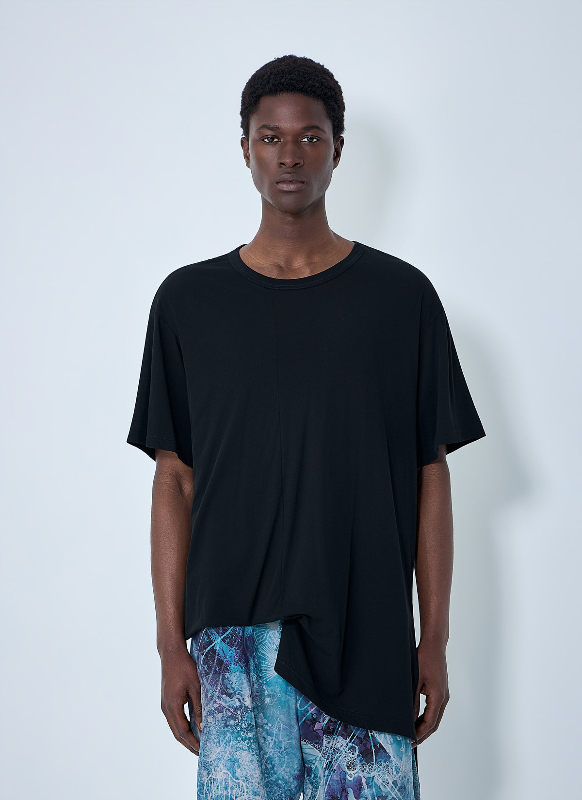 Yohji Yamamoto Men Diorama Jersey Asymmetry Hem T-Shirt