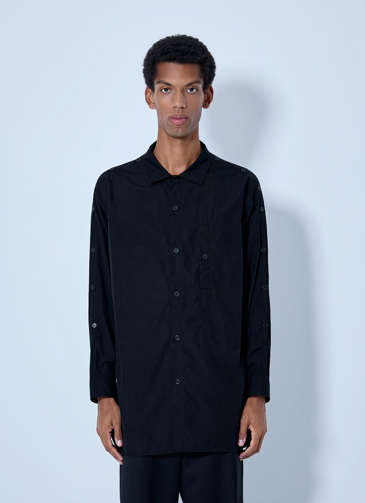 Yohji Yamamoto Men Open Collar Shoulder Slit Blouse