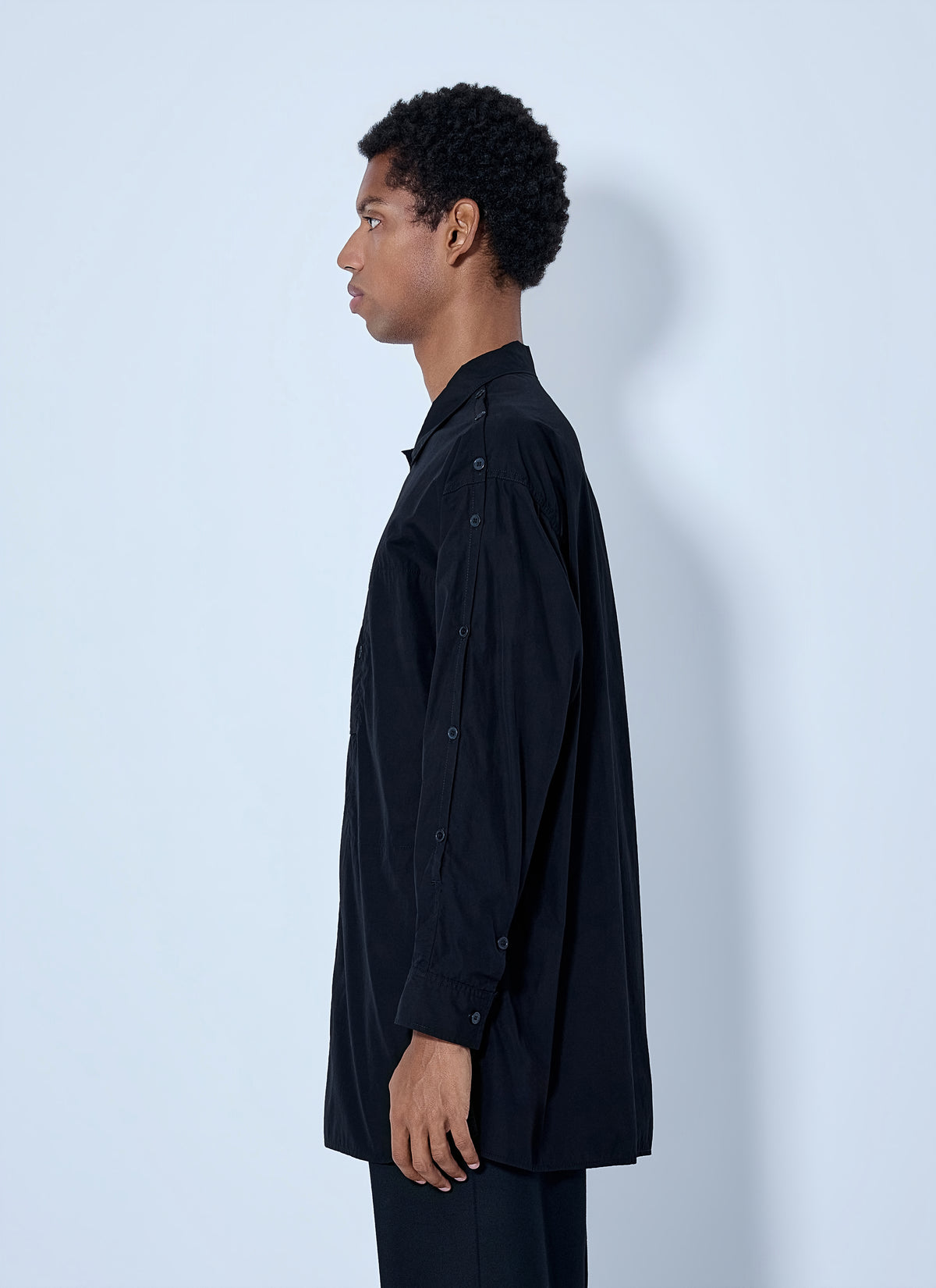Yohji Yamamoto Men Open Collar Shoulder Slit Blouse