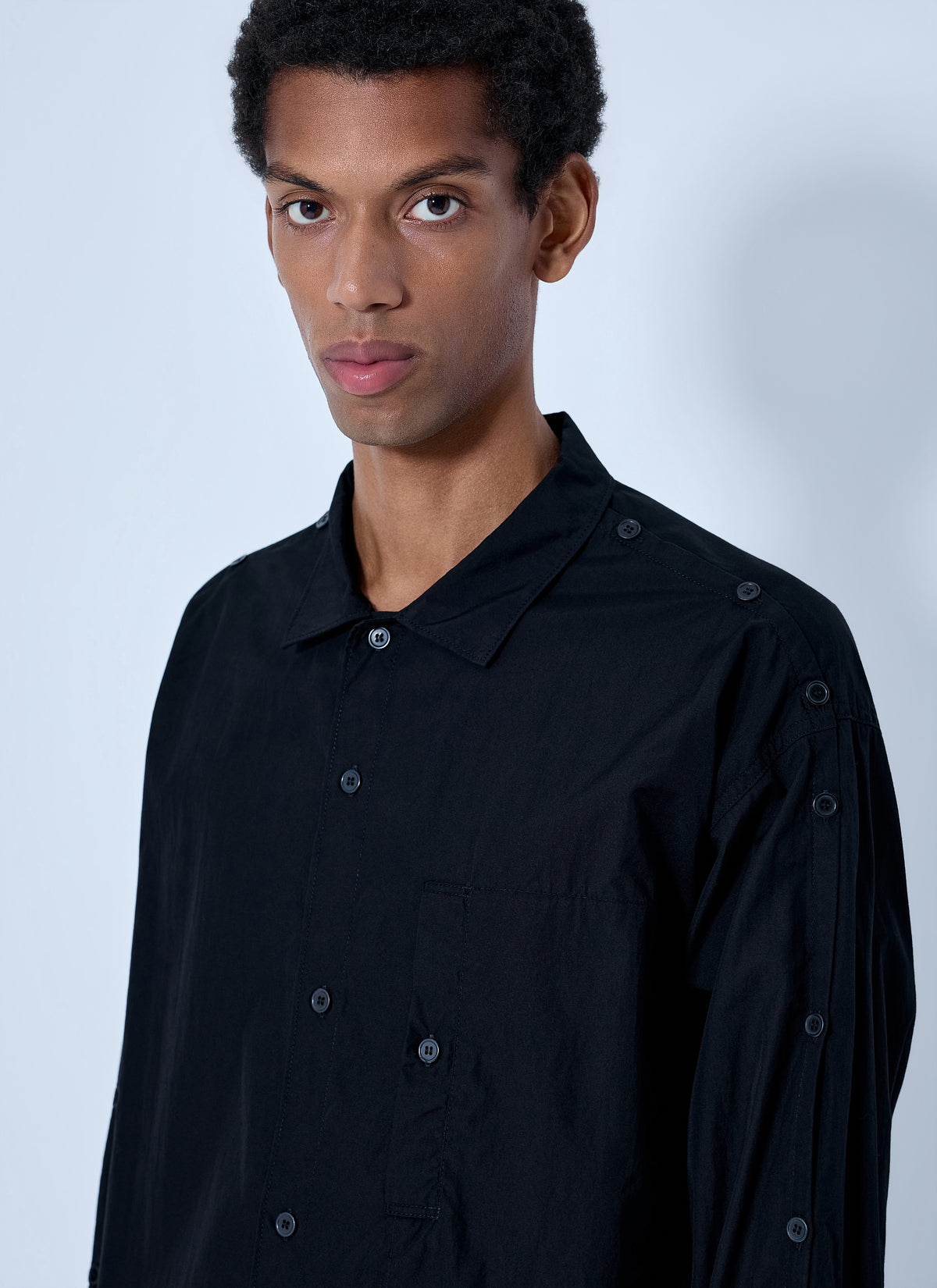 Yohji Yamamoto Men Open Collar Shoulder Slit Blouse