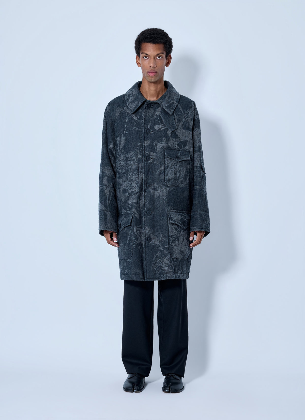Yohji Yamamoto Men Scrap Printed Coat