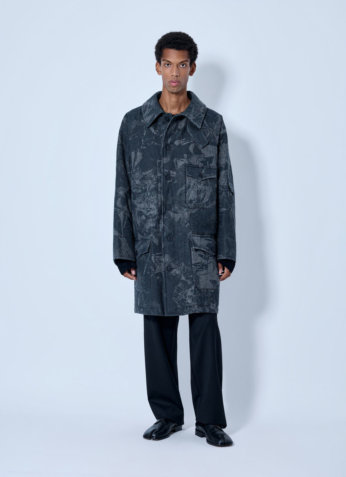 Yohji Yamamoto Men Scrap Printed Coat