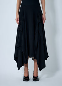 Yohji Yamamoto Women Paneled Flare Midi Skirt