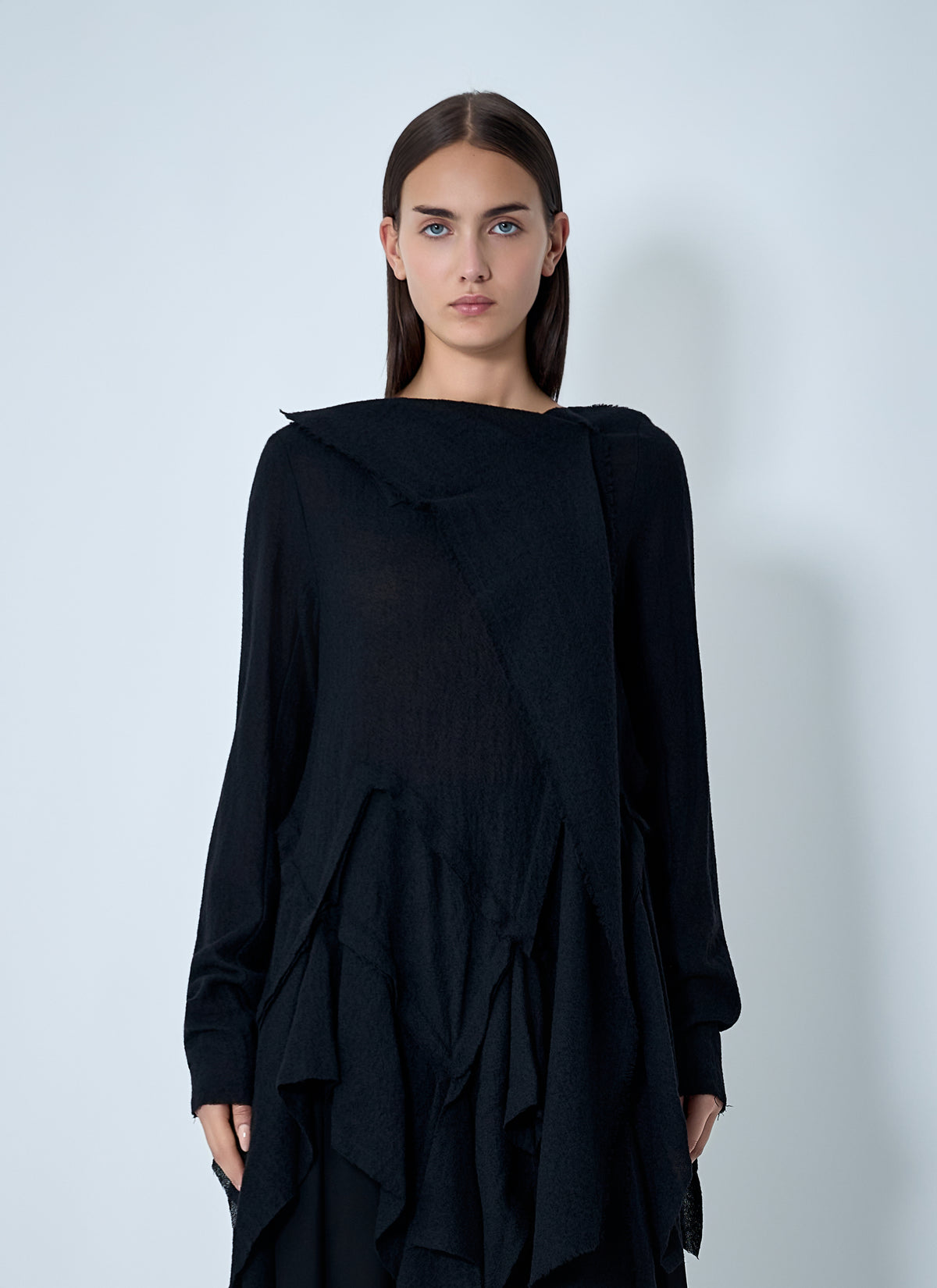 Yohji Yamamoto Yohji Yamamoto Women Gauzed Frilled Blouse