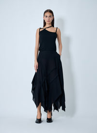 Yohji Yamamoto Women Gauzed Frilled Midi Skirt