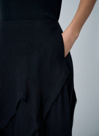 Yohji Yamamoto Women Gauzed Frilled Midi Skirt