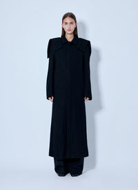 Yohji Yamamoto Women Shrink Serge Paneled Shoulder Long Coat