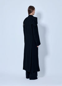 Yohji Yamamoto Women Shrink Serge Paneled Shoulder Long Coat