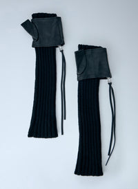 Yohji Yamamoto Women Long Ribbed Leather Gloves