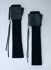 Yohji Yamamoto Women Long Ribbed Leather Gloves