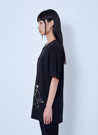 Yohji Yamamoto Women Cotton Short Sleeve Printed T-Shirt Mimi