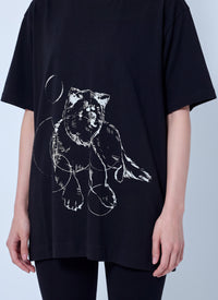 Yohji Yamamoto Women Cotton Short Sleeve Printed T-Shirt Mimi