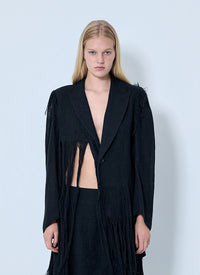 Yohji Yamamoto Women Frayed Hem Blazer