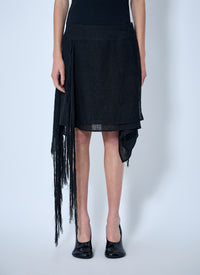 Yohji Yamamoto Women Asymmetric Fringe Skirt