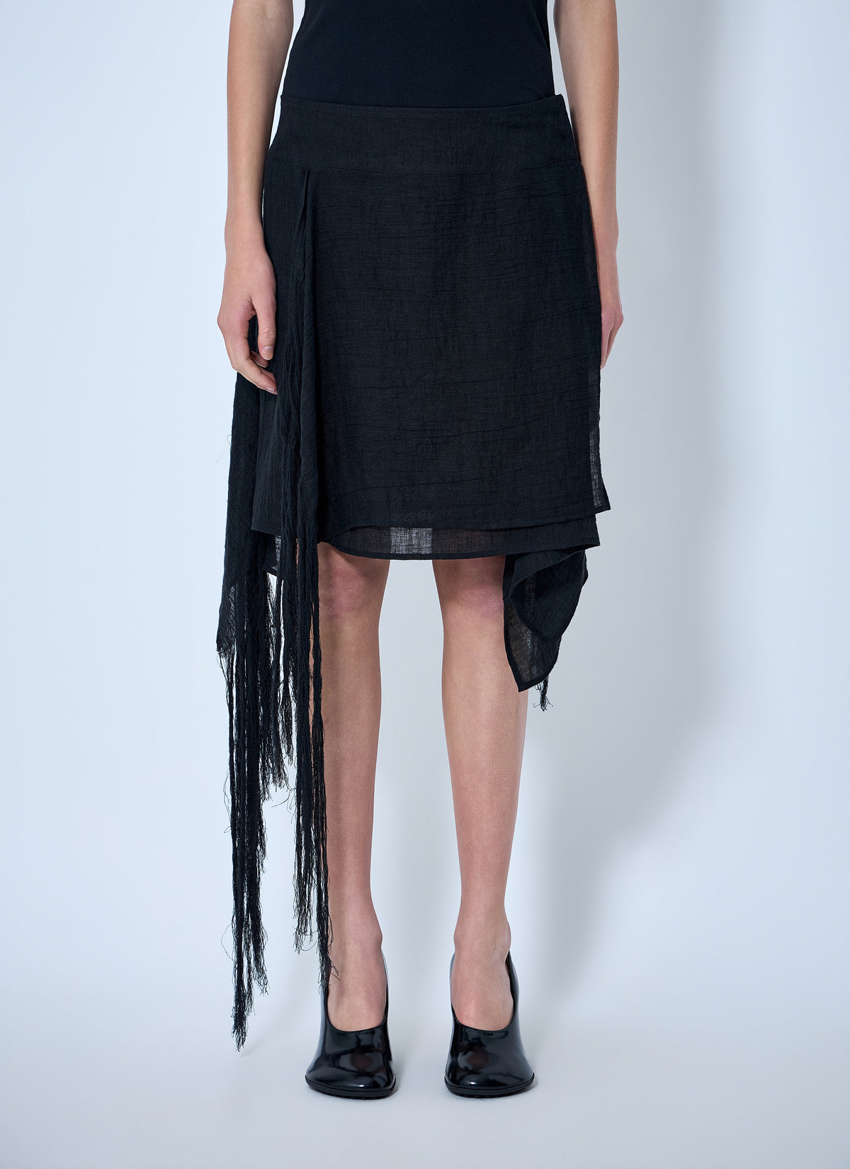 Yohji Yamamoto Women Asymmetric Fringe Skirt