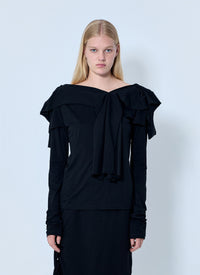 Yohji Yamamoto Women Supima Single Jersey Big Collar Top